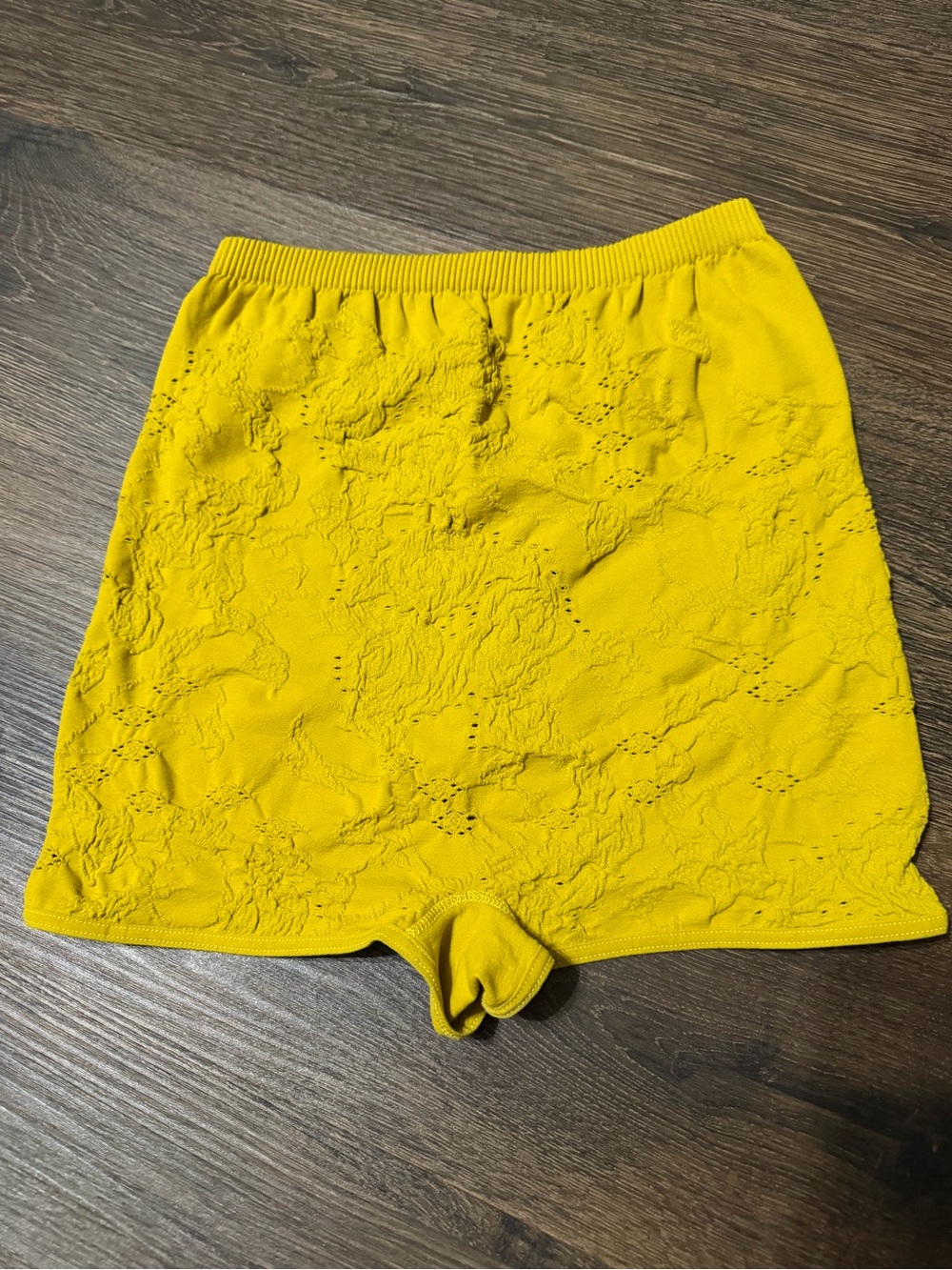 FP Movement by Free People Yellow Lace-Eyelets High-Rise Shorts M/L NWOT